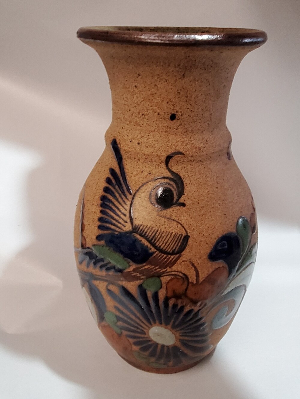 VINTAGE TONALA NECICAN SANDSTONE POTTERY. FOLK ART. VASE